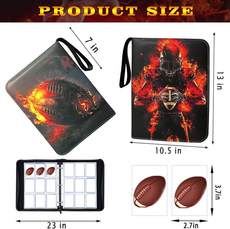Anvoago Football Card Binder with Sleeves,900 Pockets Football Card Holder Protectors Albums, Card Storage Organizer Case Compatible with Trading Card and Other Sports Cards - Image 2